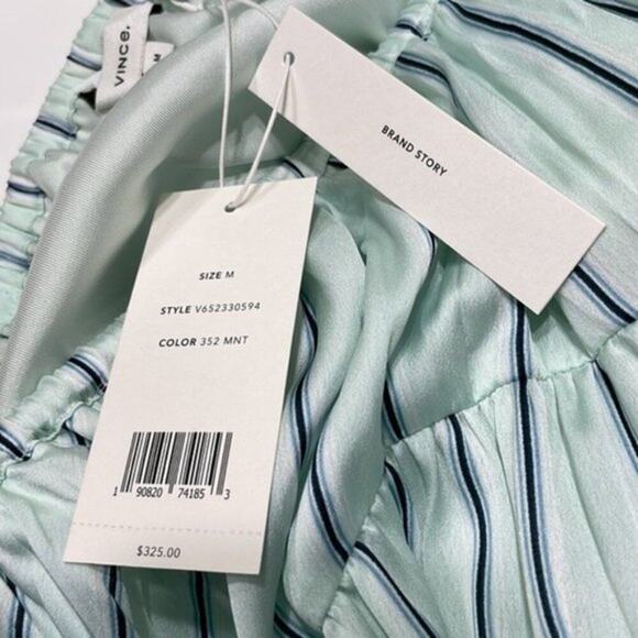 Vince Mint Stripe Gauze Panel Skirt Green M - Picture 9 of 11